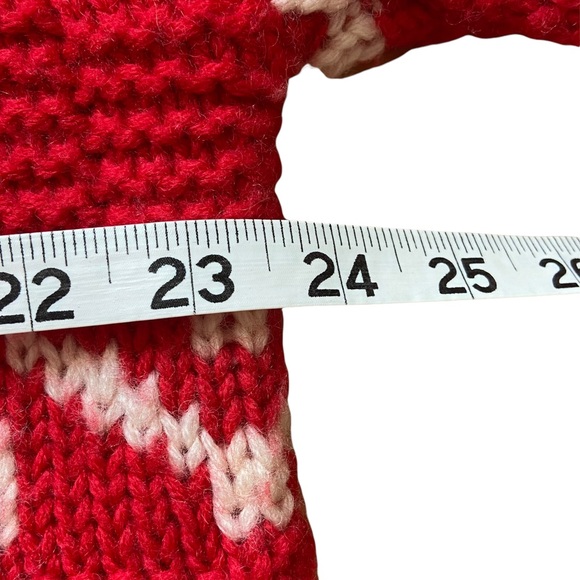 GAP Chunky Knit Wool Red White Sweater Large - Picture 7 of 10